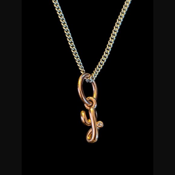 Pandora 925 Sterling Ale Adjustable Two Tone Y Retired Script Alphabet Charm - Picture 2 of 15